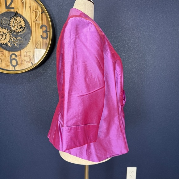 Alex Evenings Iridescent Purple Taffeta 3/4 Sleeve Wrap Blouse Plus Size 2X - Picture 5 of 6